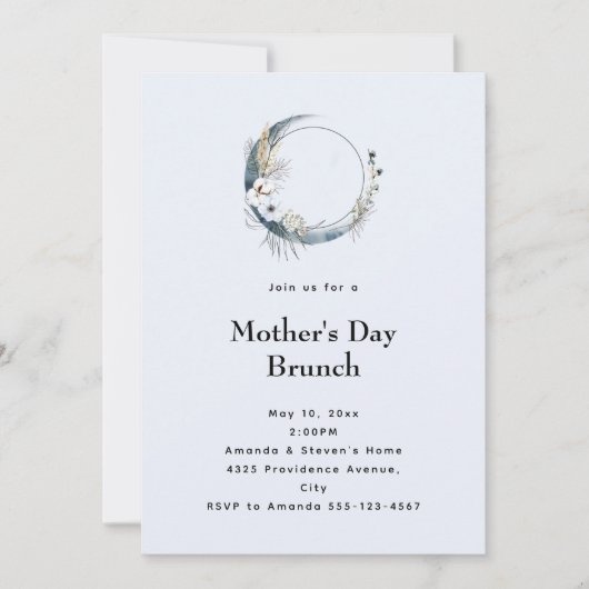 青い三日月　母の日のブランチ 招待状 (正面)