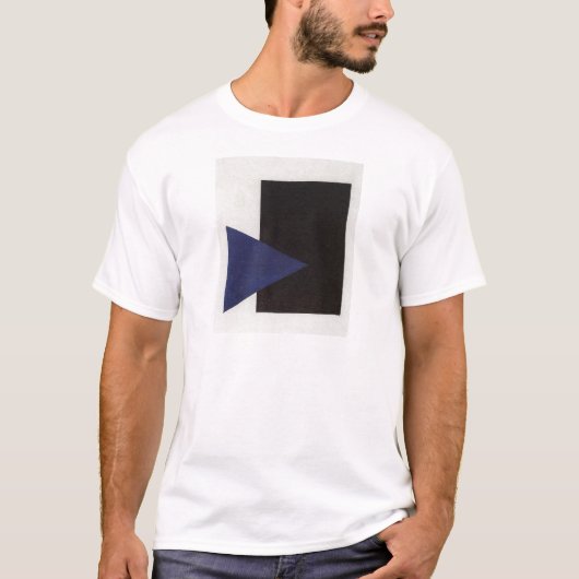 青い三角形および黒い正方形とのSuprematism Tシャツ (正面)