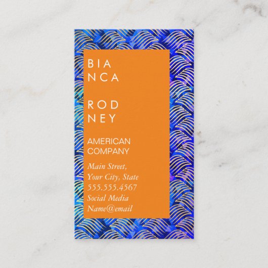 青い三角形と金ゴールドウィーブ 名刺 (正面)