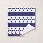 青い三角形のストライプパターン バスタオルセット (ウォッシュタオル)