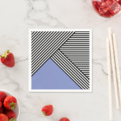 青い三角形のストライプ白黒の スタンダードカクテルナプキン (インサイチュ)