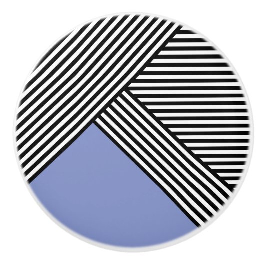 青い三角形のストライプ白黒の セラミックノブ (正面)