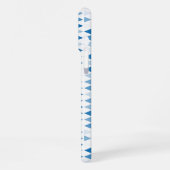 青い三角形のパターンの背景 iPhoneケース (左側面)