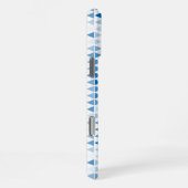 青い三角形のパターンの背景 iPhoneケース (右側面)