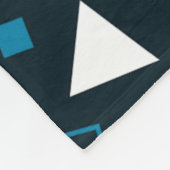 青い三角形の円の正方形のドットレトロパターン フリースブランケット (角)