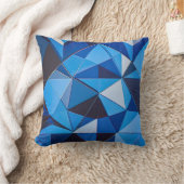 青い三角形の幾何学的デザイン クッション (ブランケット)