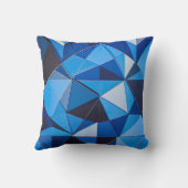 青い三角形の幾何学的デザイン クッション (裏面)