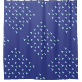 青い三角形の幾何学的パターン シャワーカーテン