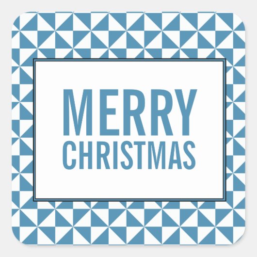 青い三角形モダンホリデースタンプ スクエアシール (正面)