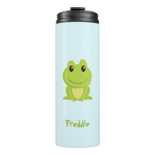 青い上に可愛いグリーンカエル タンブラー (正面)