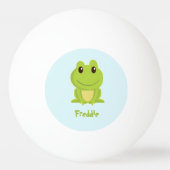 青い上に可愛いグリーンカエル 卓球ボール (正面)