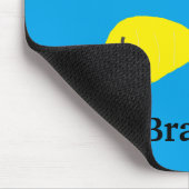 青い上の可愛い緑と黄色の魚 マウスパッド (コーナー)