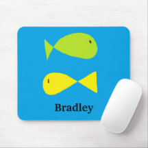 青い上の可愛い緑と黄色の魚