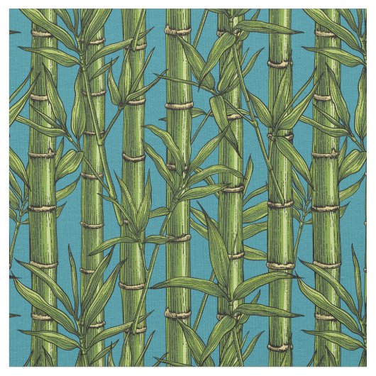 青い上の竹林 ファブリック (クローズアップ)