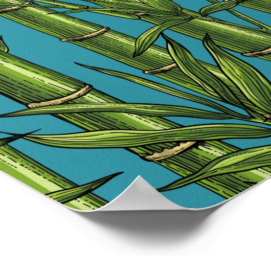 青い上の竹林 ポスター (角)