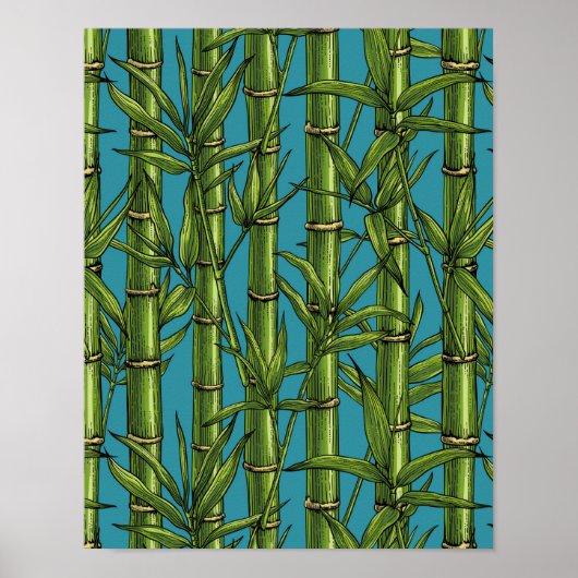 青い上の竹林 ポスター (正面)