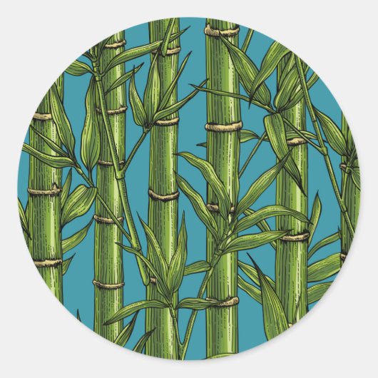 青い上の竹林 ラウンドシール (正面)