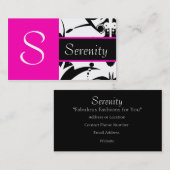 青い上品のピンク 名刺 (正面/裏面)