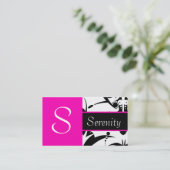 青い上品のピンク 名刺 (スタンド正面)