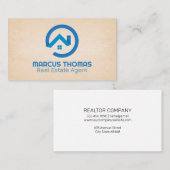 青い不動産仲介業者ロゴ | プロパティ 予約カード (正面/裏面)