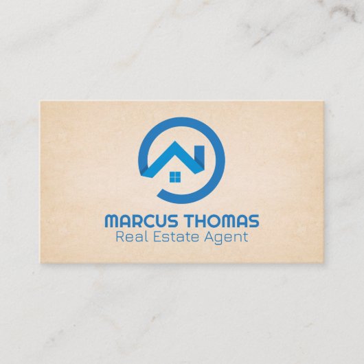 青い不動産仲介業者ロゴ | プロパティ 予約カード (正面)