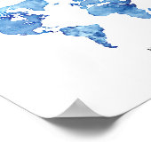 青い世界地図のトラベルプリント - 探検を止めるな ポスター (角)