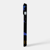 青い世界地図イニシャル iPhone 15ケース (左側面)