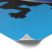 青い中世ライオンの紋章ポスター ポスター (角)