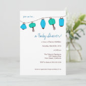 青い中国のランタン 招待状, 5x7 招待状 (スタンド正面)