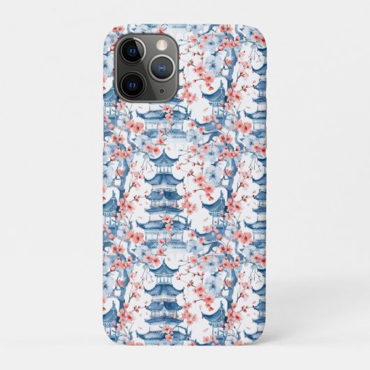 青い中国の塔と桜の模様 Case-Mate iPhoneケース (裏)