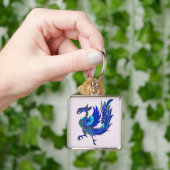 青い中国の鳳凰 キーホルダー (手)