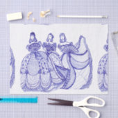 青い中国パターンティッシュペーパー 薄葉紙 (クラフト)