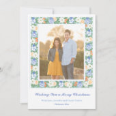 青い中華料理シック柑橘系メリークリスマスフォト シーズンカード (正面)