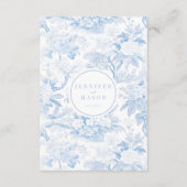 青い中華焼結婚き磁器の名刺 エンクロージャーカード (裏面)