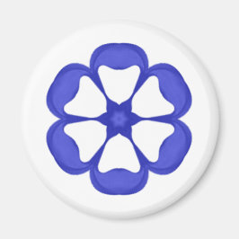 青い丸い花柄 マグネット