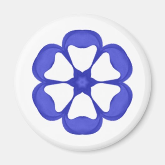 青い丸い花柄 マグネット (正面)