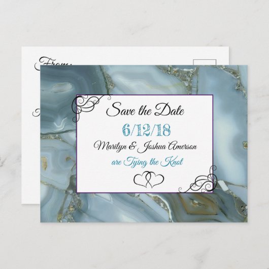 青い丸石日付はがきを保存 ポストカード (正面/裏面)