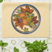 青い丸紅葉 キッチンタオル (折り畳み)