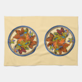 青い丸紅葉 キッチンタオル (横)