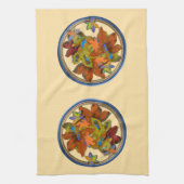 青い丸紅葉 キッチンタオル (縦)