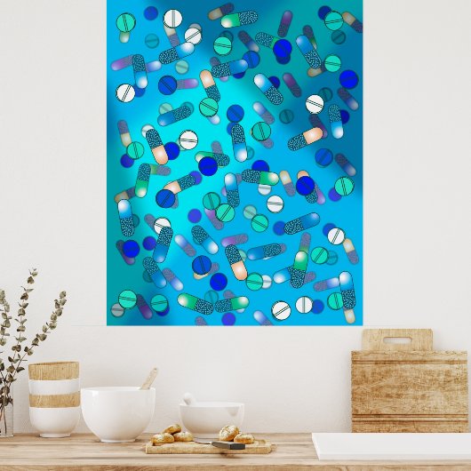 青い丸薬 ポスター (キッチン)