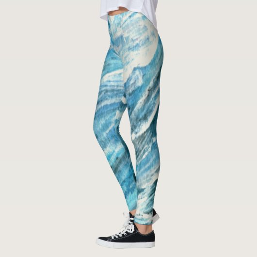 青い乱流の海の芸術のレギング レギンス (左)