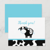 青い乳牛の赤ちゃんシャワーありがとう サンキューカード (正面/裏面)