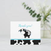 青い乳牛の赤ちゃんシャワーありがとう サンキューカード (スタンド正面)