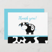 青い乳牛の赤ちゃんシャワーありがとう サンキューカード (正面/裏面)