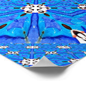 青い二次元幾何学グリッドポスター ポスター (角)