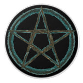 青い五芒星のカスタムな陶磁器のノブ セラミックノブ (正面)