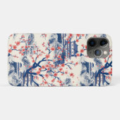 青い五重塔と桜の花のクリーム色のデザイン Case-Mate iPhoneケース (裏面(横))