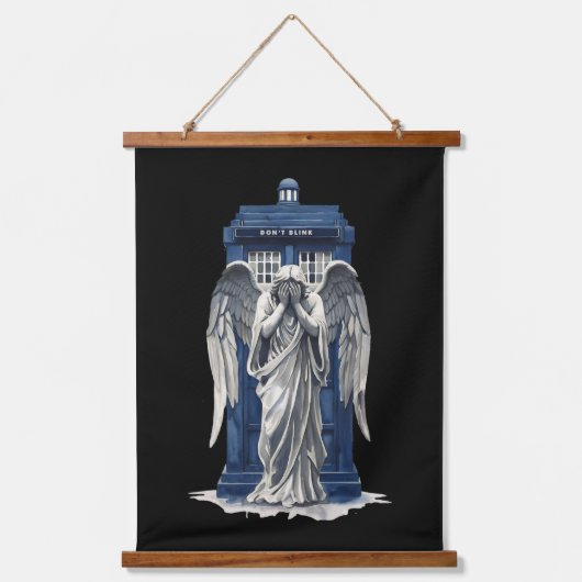 青い交番で泣く天使1 吊り下げ型タペストリー (正面)