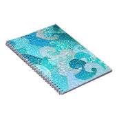 青い人魚のフェイクなグリッターの海のティール（緑がかった色）の金ゴールドの海 ノートブック (右側)